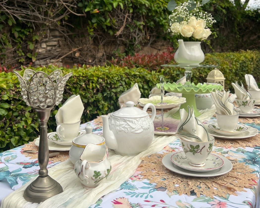 Home Carefully prepared garden tea party rental table
